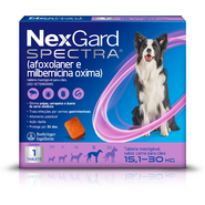 Antipulgas e Carrapatos NexGard Spectra para Cães de 15,1 a 30Kg - 1 Tablete