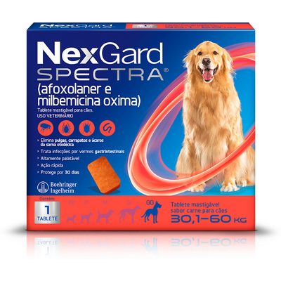 Antipulgas e Carrapatos NexGard Spectra para Cães de 30,1 a 60 Kg - 1 Tablete

