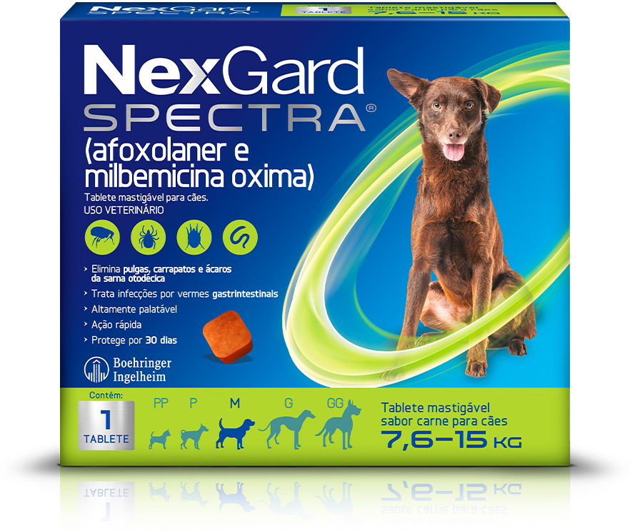 Antipulgas e Carrapatos NexGard Spectra 37,5 mg para Cães de 7,6 a 15Kg - 1 Comprimido