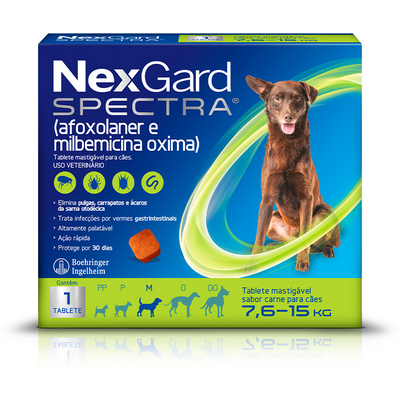 Antipulgas, Carrapatos e Vermifugo NexGard Spectra para Cães de 7,6 a 15 Kg
