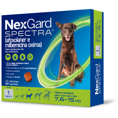 Antipulgas, Carrapatos e Vermifugo NexGard Spectra para Cães de 7,6 a 15 Kg