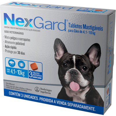 Antipulgas e Carrapatos NexGard 28,3 mg para Cães de 4,1 a 10 Kg