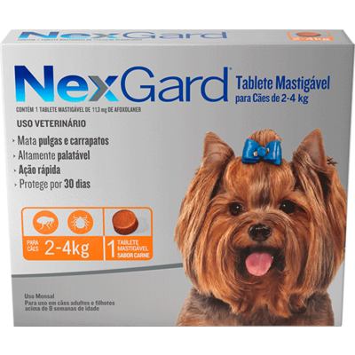 Antipulgas e Carrapatos NexGard 11,3 mg para Cães de 2 a 4 Kg