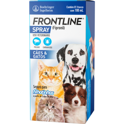 Antipulgas e Carrapatos Frontline Spray 100 mL para Cães e Gatos