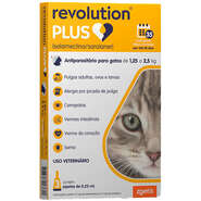 Antiparasitário Zoetis Revolution Plus 0,25 mL para Gatos de 1,25Kg a 2,5Kg - 3 Pipetas