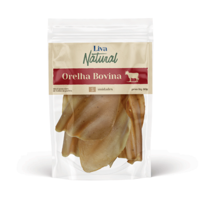 Petisco Mastigável Liva Natural Orelha Bovina para Cães
