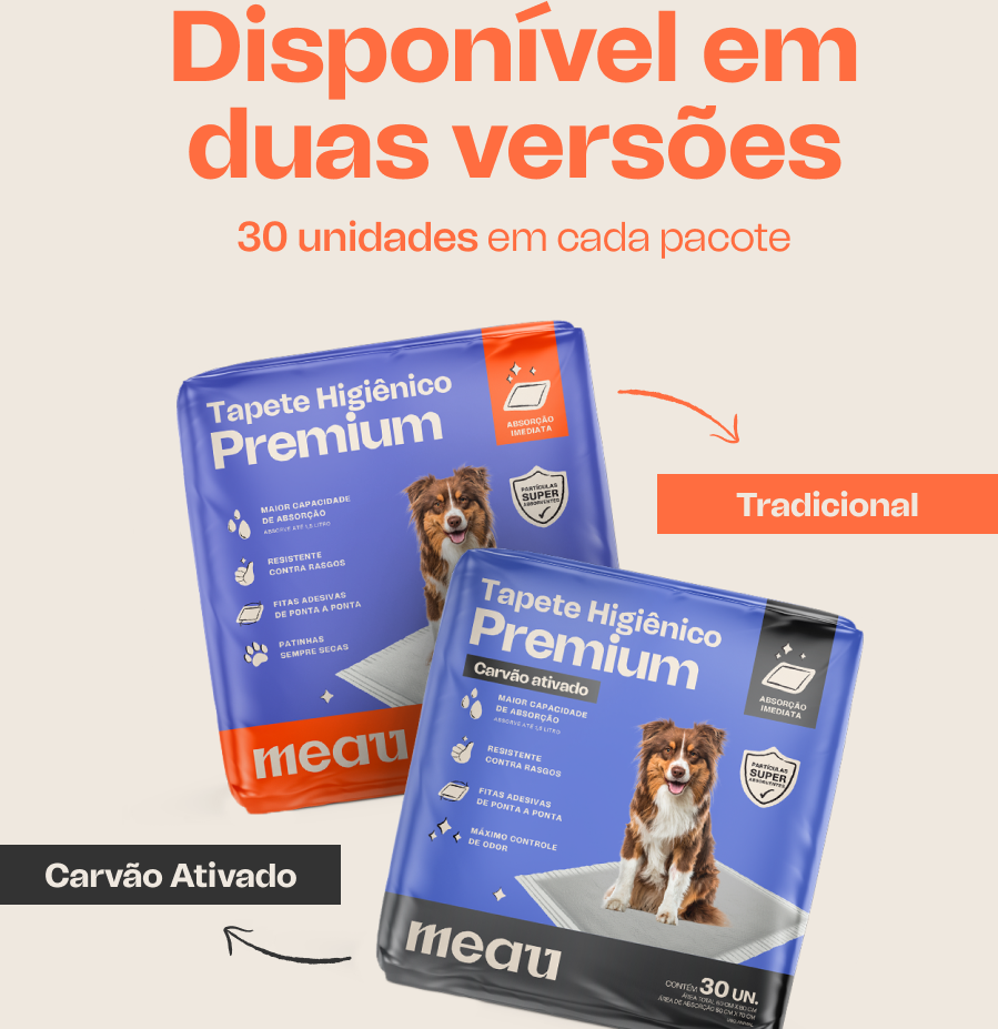 Tapete Higiênico Meau Premium com Carvão Ativado para Cães - 30 Unidades