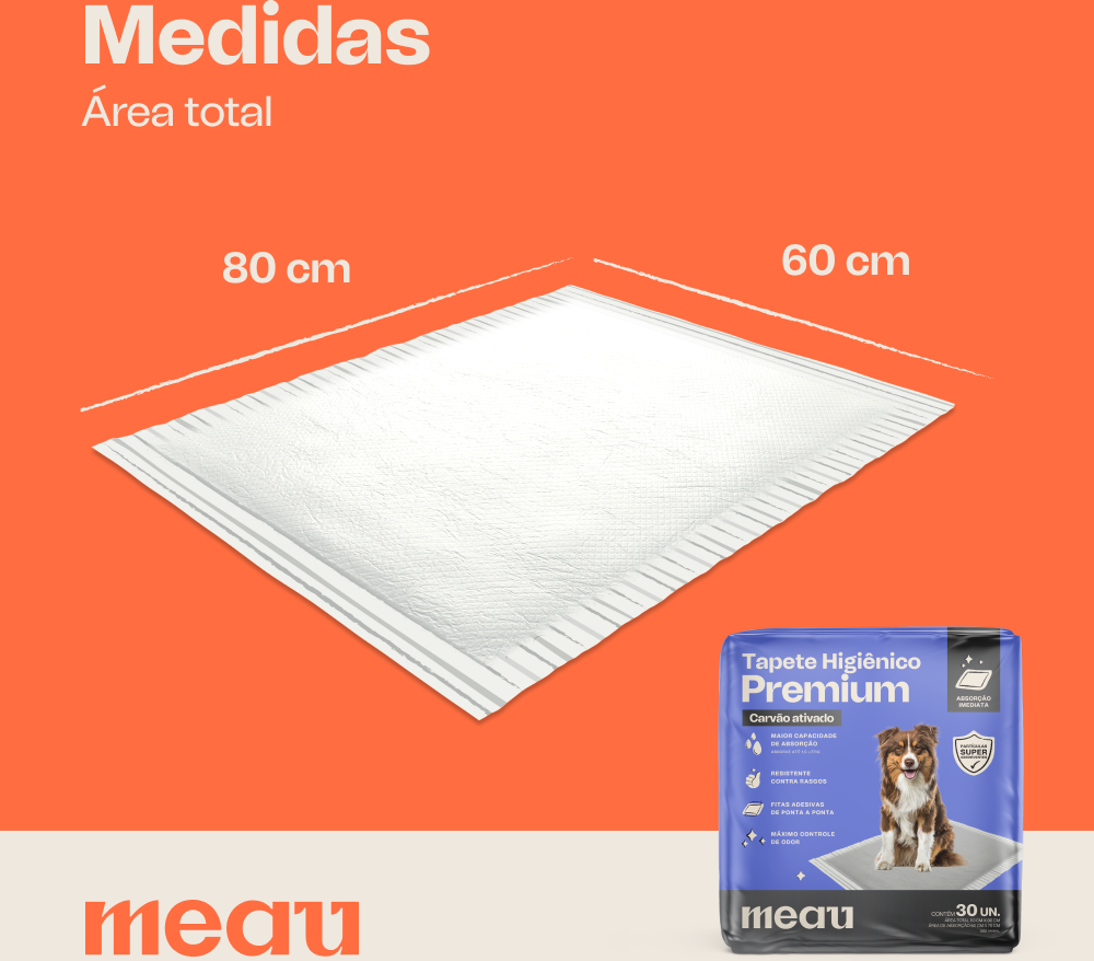Tapete Higiênico Meau Premium com Carvão Ativado para Cães - 30 Unidades