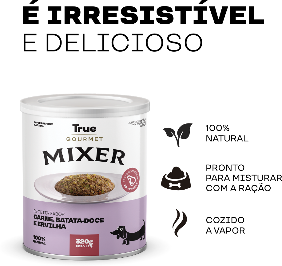Ração Úmida True Mixer Carne, Batata Doce e Ervilha para Cães - 320 g