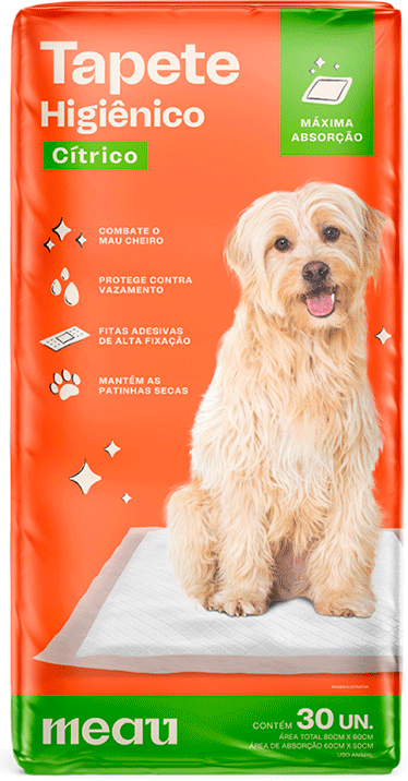 Tapete Higiênico Meau Cheirinho Cítrico para Cães - 30 Unidades