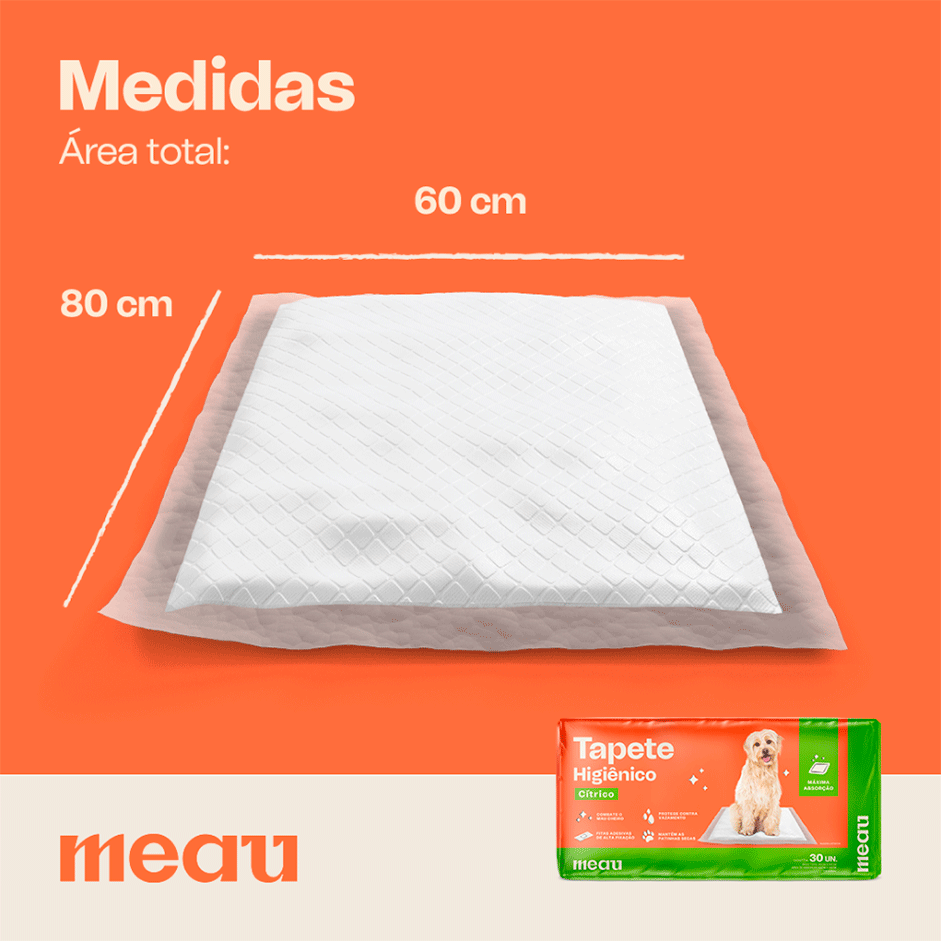 Tapete Higiênico Meau Cheirinho Cítrico para Cães - 30 Unidades