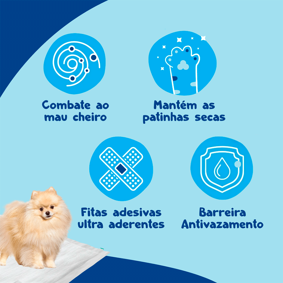 Tapete Higiênico Papum 60x55cm para Cães de Pequeno Porte - 50 Unidades
