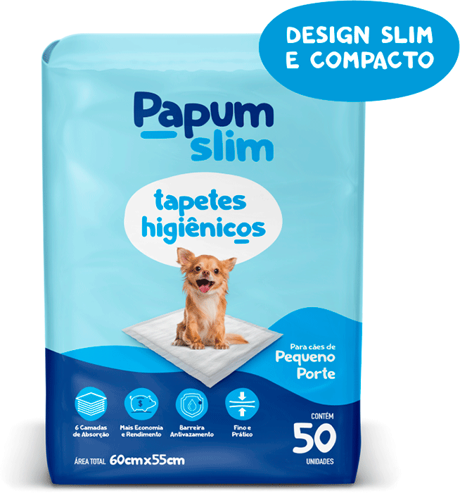 Tapete Higiênico Papum Econômico Slim 60x55cm para Cães de Porte Pequeno - 50 Unidades