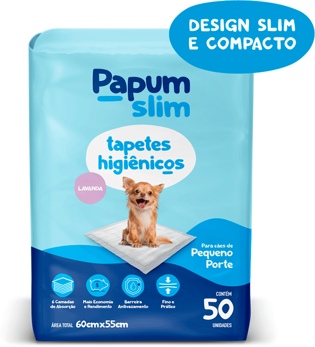 Tapete Higiênico Papum Econômico Slim Lavanda 60x55cm para Cães de Porte Pequeno - 50 Unidades