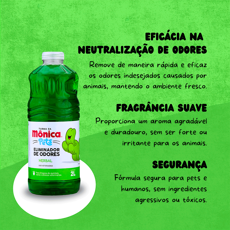 Eliminador de Odores Turma da Mônica Pets Herbal para Ambientes - 2 Litros