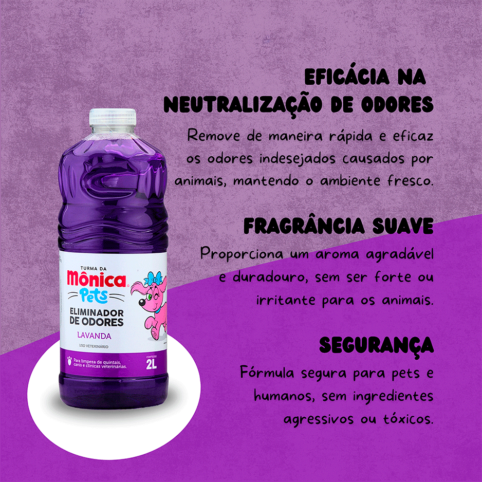 Eliminador de Odores Turma da Mônica Pets Lavanda para Ambientes - 2 Litros