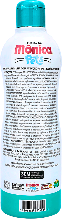 Shampoo Turma da Mônica Pets para Filhotes - 500 mL