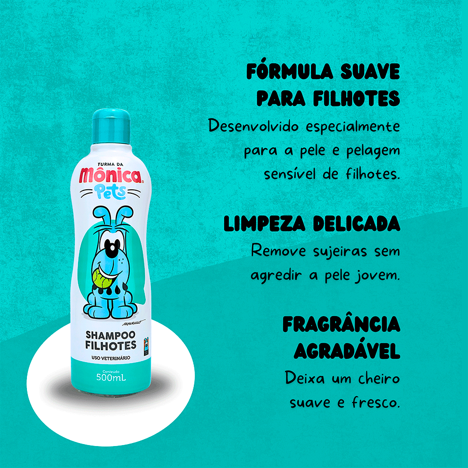 Shampoo Turma da Mônica Pets para Filhotes - 500 mL