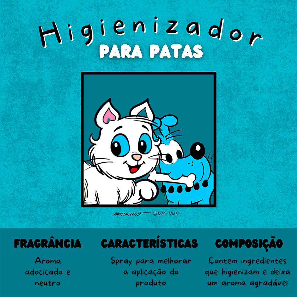 Higienizador Turma da Mônica Pets Patas para Cães e Gatos - 250 mL