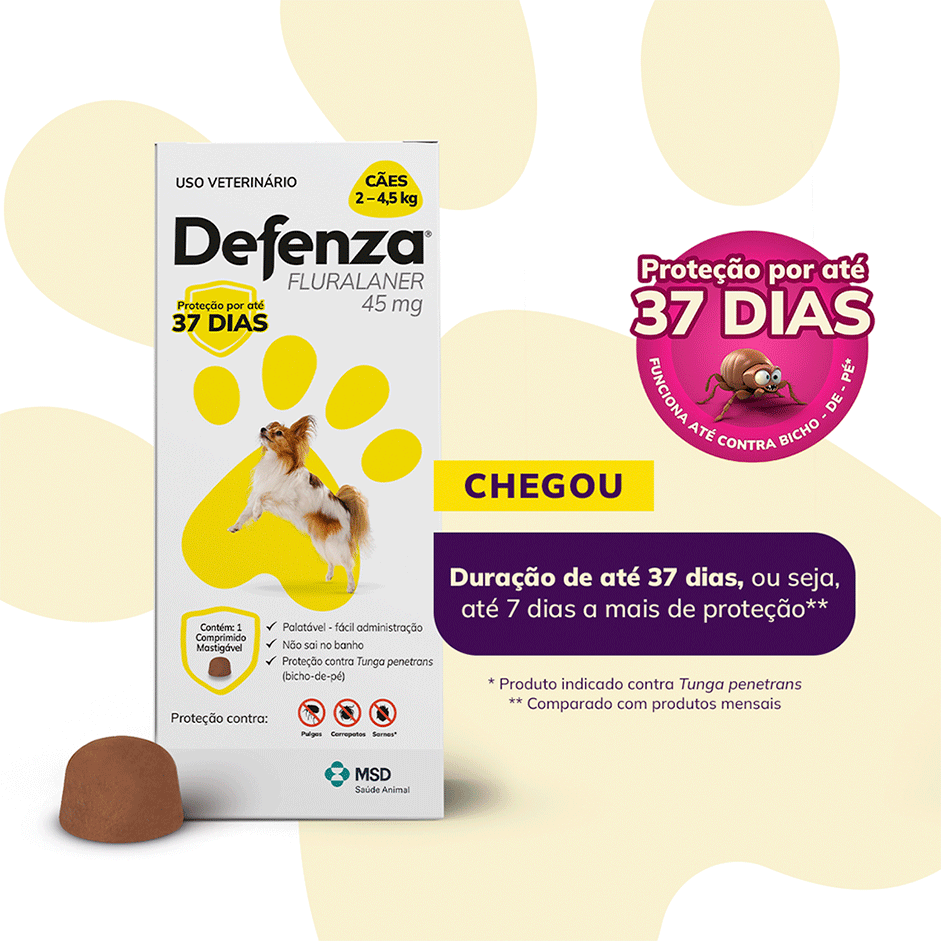 Antiparasitário Defenza 45 mg para Cães de 2 a 4,5Kg - 1 Comprimido
