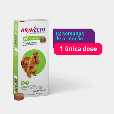Antipulgas e Carrapatos MSD Bravecto para Cães de 10 a 20 Kg