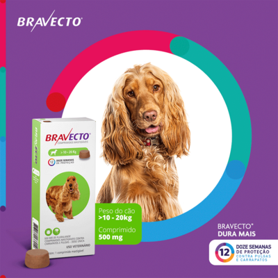 Antipulgas e Carrapatos MSD Bravecto para Cães de 10 a 20 Kg