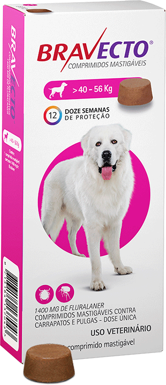 Antipulgas e Carrapatos Bravecto 1400 mg para Cães de 40 a 56Kg - 1 Comprimido