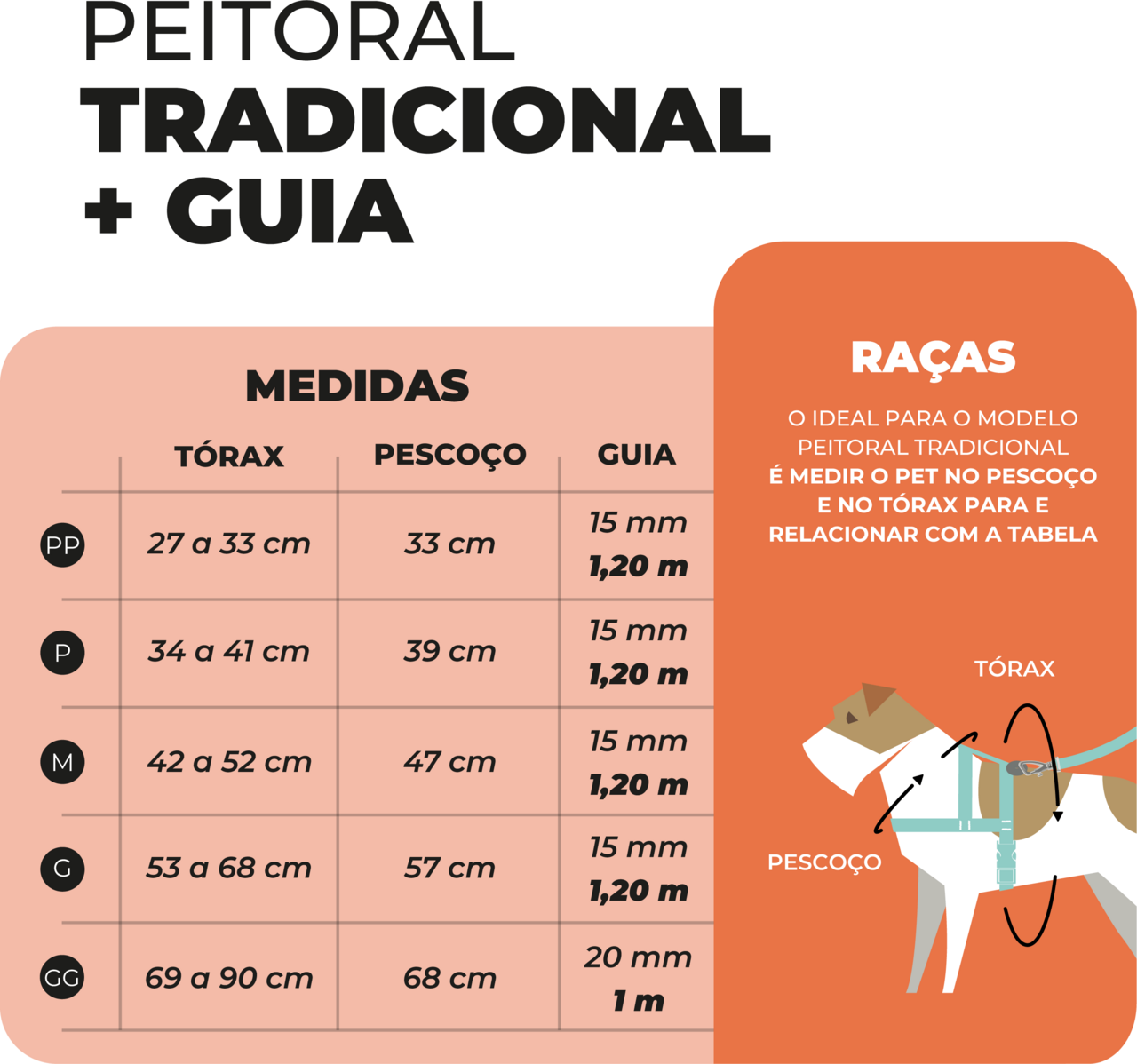 Conjunto Peitoral Tradicional e Guia Toh Alga para Cães - Tam. M