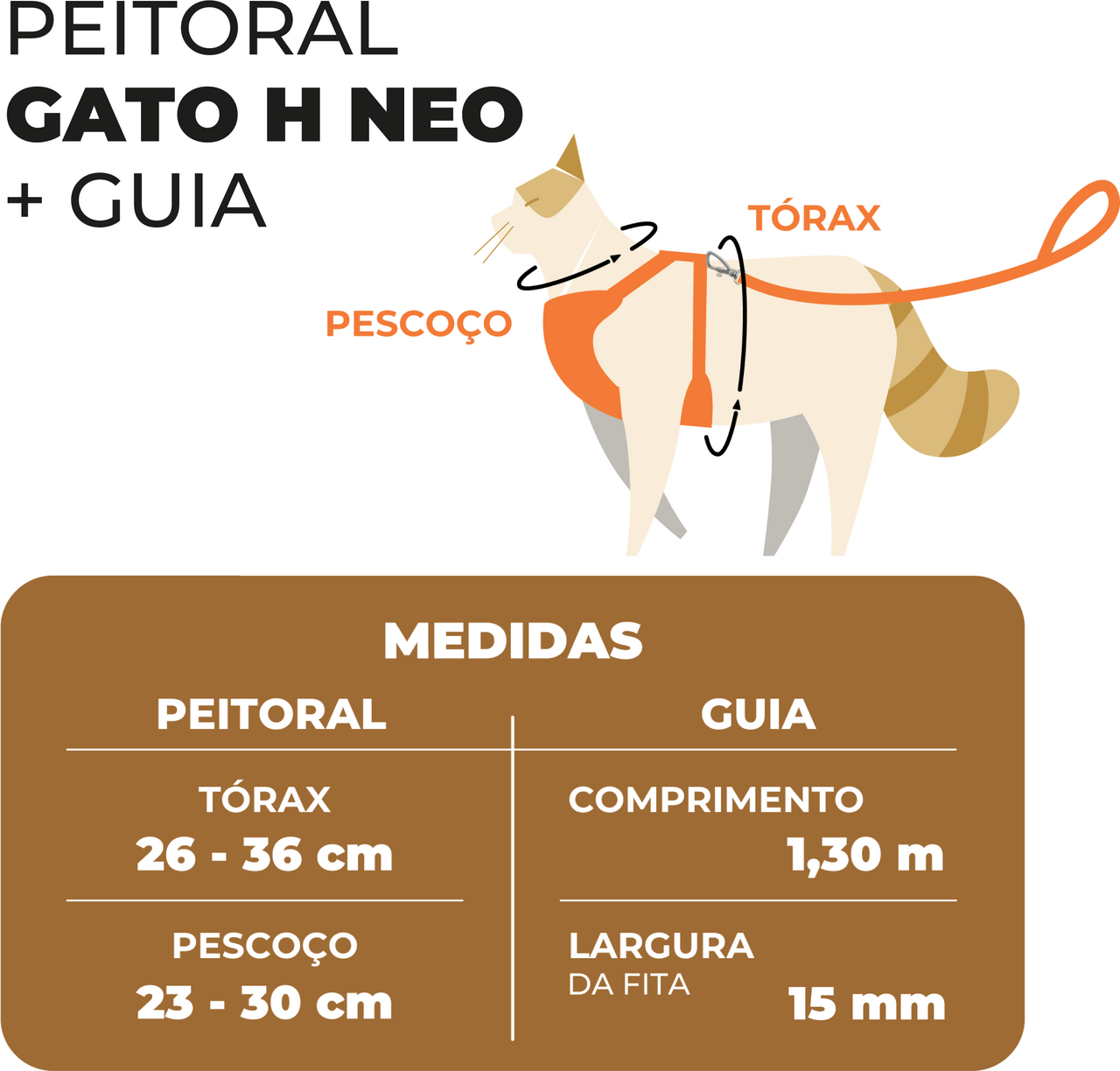 Conjunto Peitoral H e Guia Toh Marine para Gatos - Tam. Único