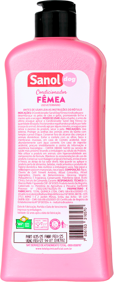 Condicionador Sanol Dog Laranja para Fêmea - 500 mL