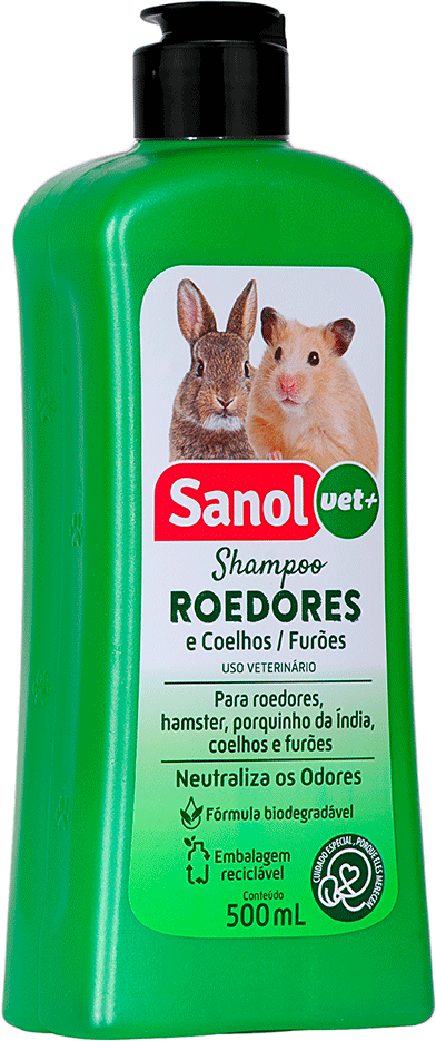 Shampoo Sanol Vet + Verde para Roedores, Coelhos/Furões - 500 mL
