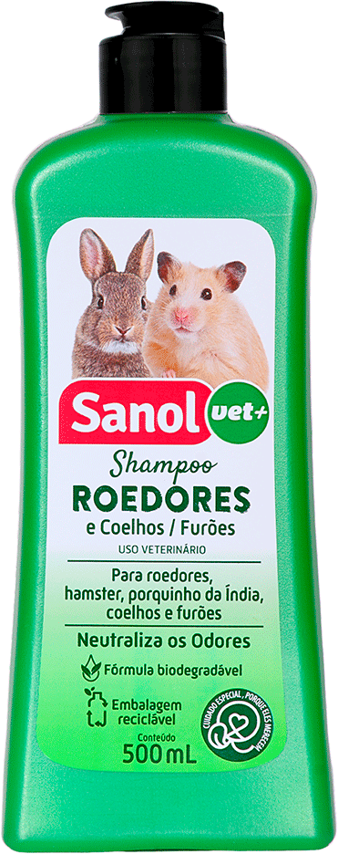 Shampoo Sanol Vet + Verde para Roedores, Coelhos/Furões - 500 mL