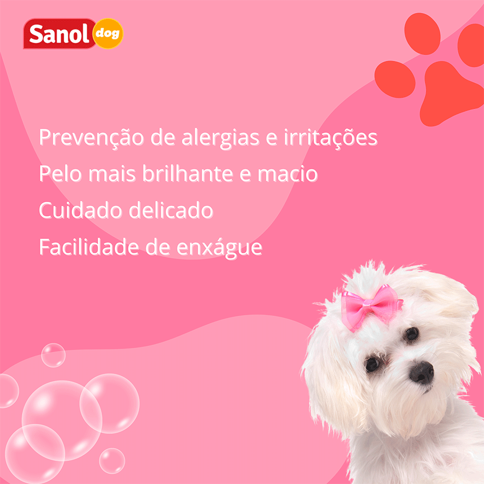 Shampoo Sanol Dog Rosa para Fêmea - 500 mL