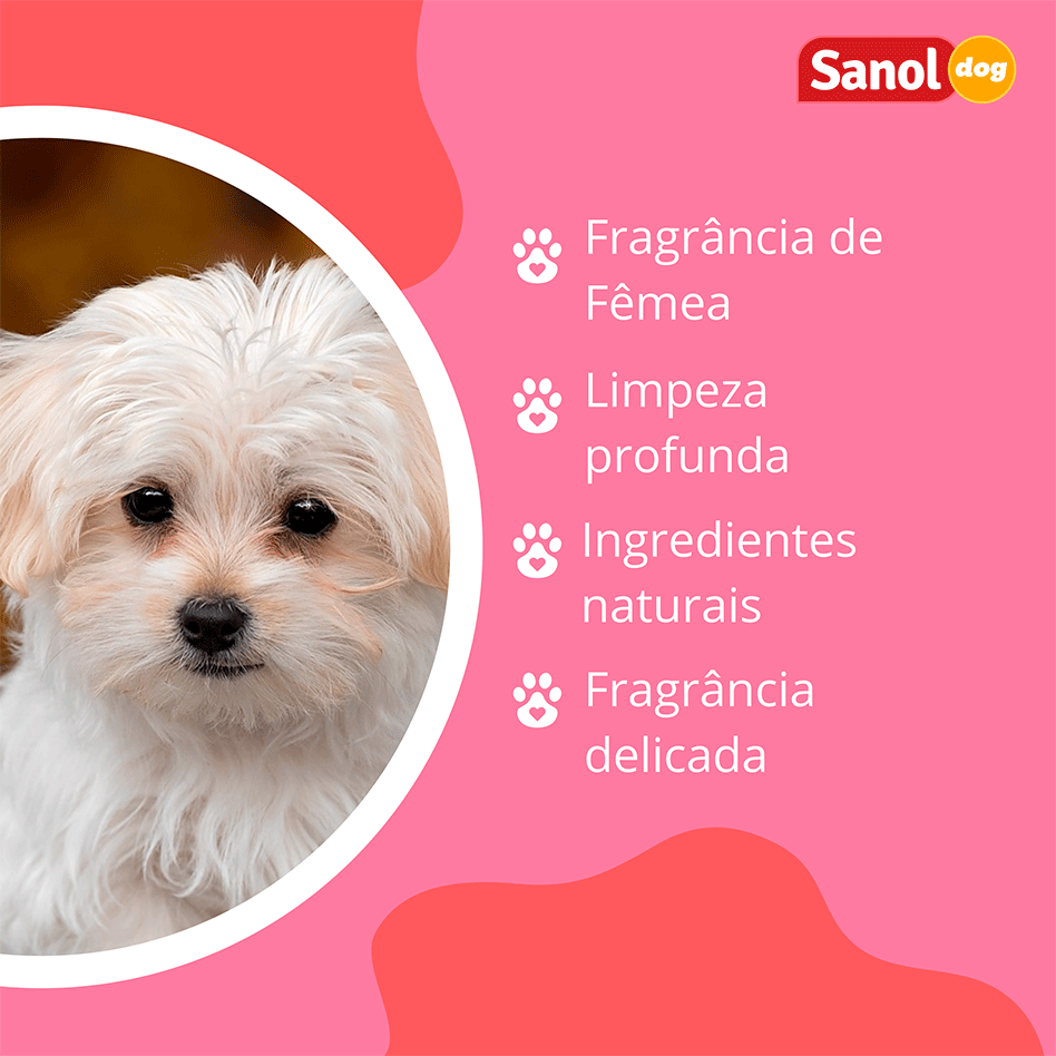 Shampoo Sanol Dog Rosa para Fêmea - 500 mL