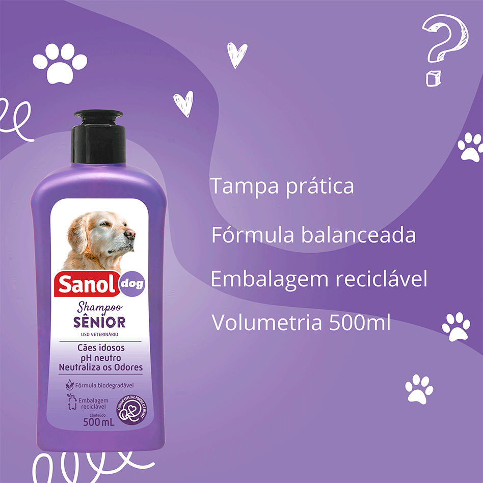 Shampoo Sênior Sanol Dog Roxo - 500 mL