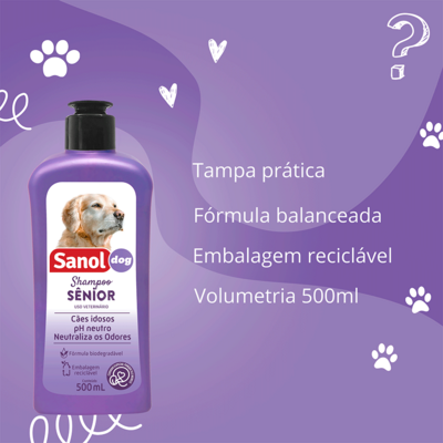Shampoo Sênior Sanol Dog Roxo