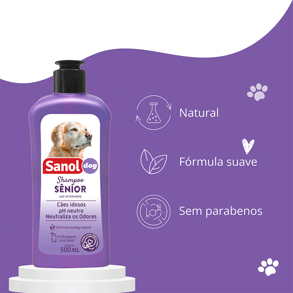 Shampoo Sênior Sanol Dog Roxo - 500 mL