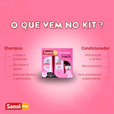 Kit Labelle Shampoo, Colônia e Ganhe 1 Condicionador Sanol Dog Rosa”