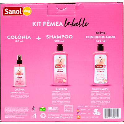 Kit Labelle Shampoo, Colônia e Ganhe 1 Condicionador Sanol Dog Rosa”
