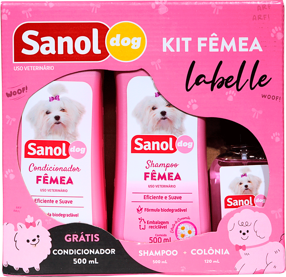 Kit Labelle Shampoo, Colônia e Ganhe 1 Condicionador Sanol Dog Rosa - 3 Unidades