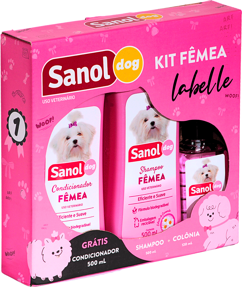 Kit Labelle Shampoo, Colônia e Ganhe 1 Condicionador Sanol Dog Rosa - 3 Unidades