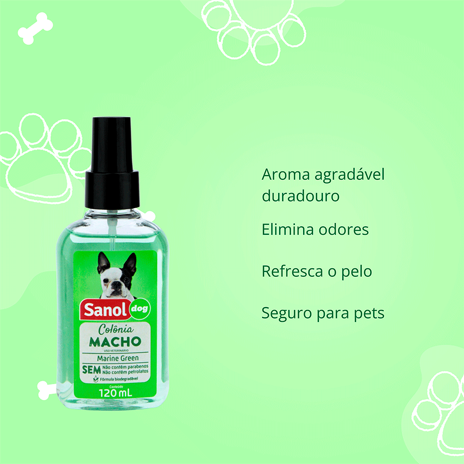 Colônia Sanol Dog Macho para Cães e Gatos - 120 mL