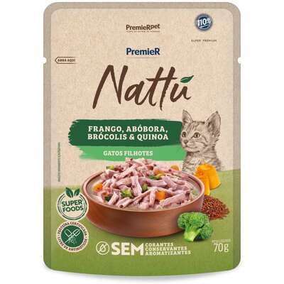 Ração Úmida Premier Nattú para Gatos Filhotes sabor Frango e Abóbora