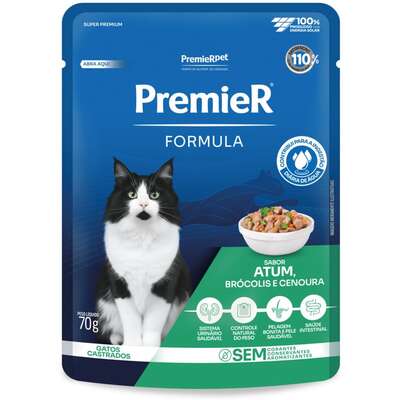 Ração Úmida Premier Fórmula para Gatos Castrados sabor Atum e Brócolis