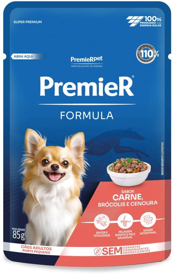 Ração Úmida Premier Fórmula para Cães Adultos Raças Pequenas sabor Carne e Brócolis - 85 g