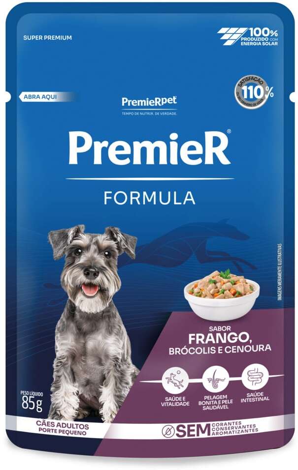 Ração Úmida Premier Fórmula para Cães Adultos Raças Pequenas sabor Frango e Brócolis - 85 g