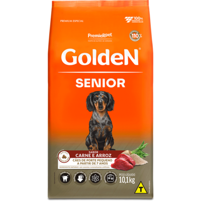 Ração Seca Premier Golden Sênior Mini Bits para Cães Raças Pequenas sabor Carne e Arroz