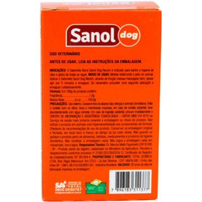 Sabonete Sanol Dog Neutro para Cães e Gatos