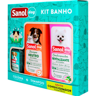 Kit Sanol Dog Shampoo, Condicionador e Colônia para Cães e Gatos