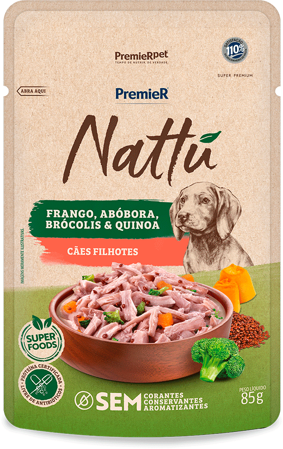 Ração Úmida Premier Nattú para Cães Filhotes sabor Frango e Abóbora - 85 g